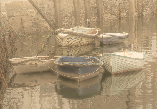 A5, A4 or A3 vintage style print of 5 boats